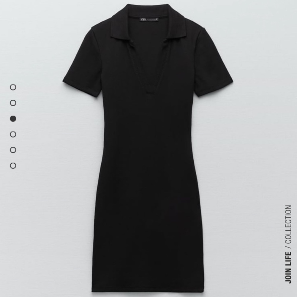 Brand New Zara Black mini ribbed collared Dress